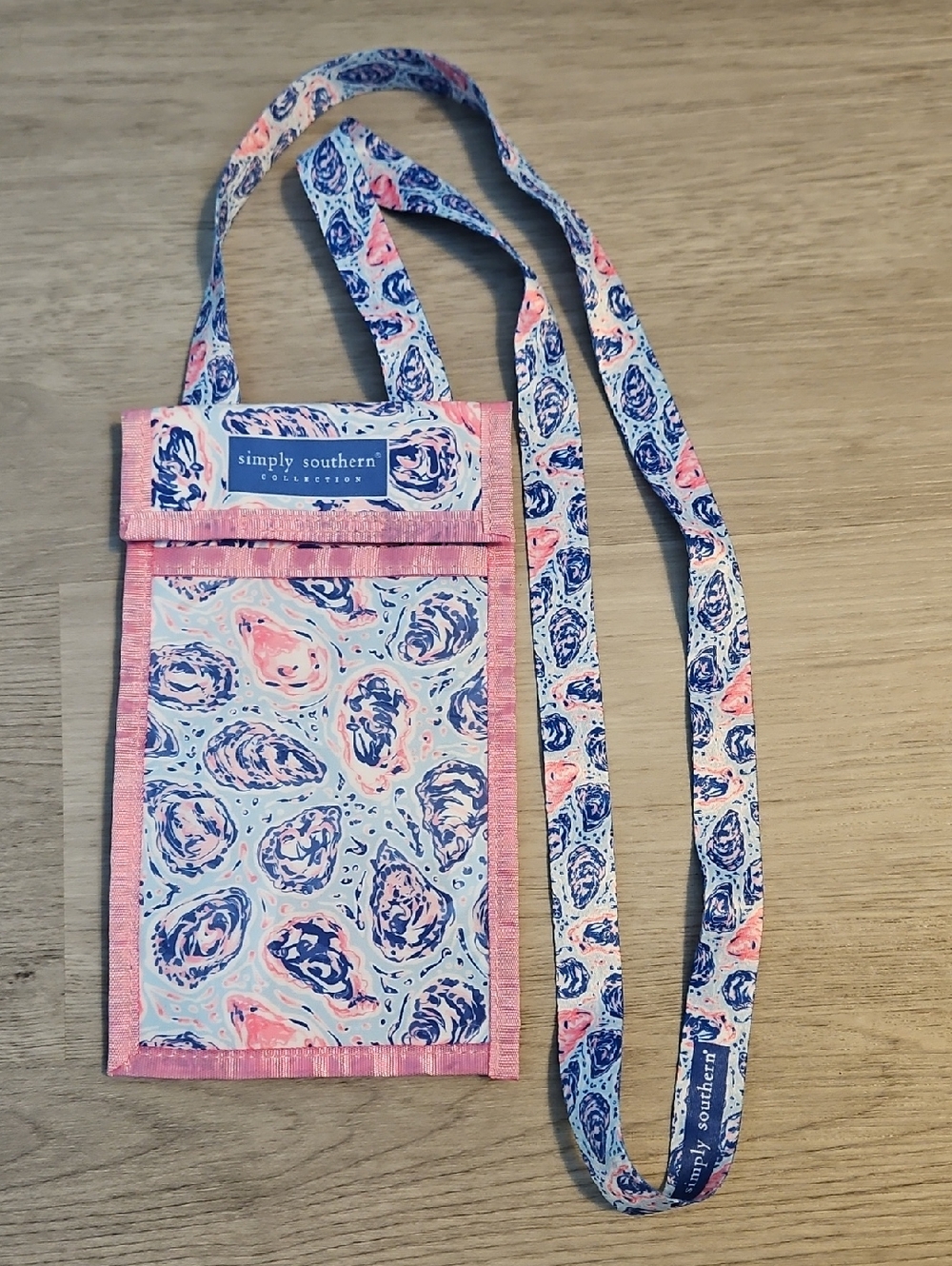 Simply Southern Pink & Blue Lanyard ID  PASSPORT Pouch MULTI POCKETS